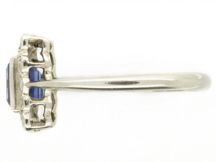Art Deco Rectangular Sapphire & Diamond Ring