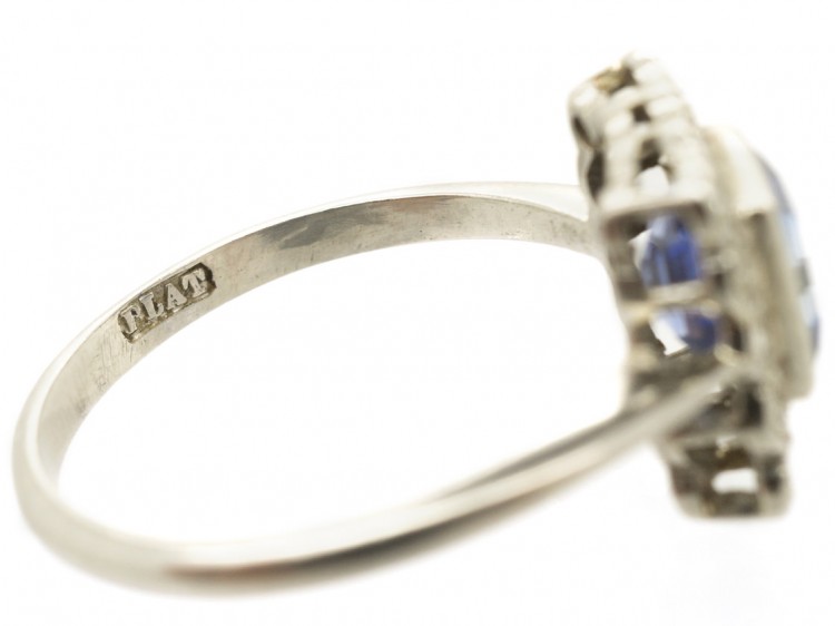 Art Deco Rectangular Sapphire & Diamond Ring