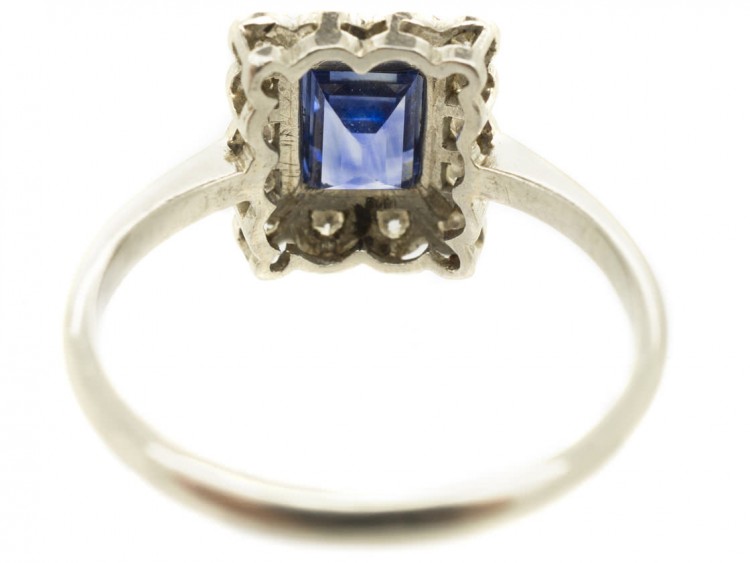 Art Deco Rectangular Sapphire & Diamond Ring