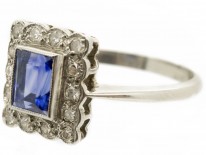 Art Deco Rectangular Sapphire & Diamond Ring