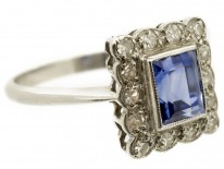 Art Deco Rectangular Sapphire & Diamond Ring