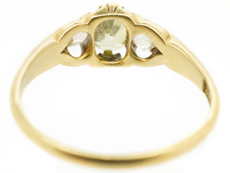 18ct Gold Victorian Chrysolite & Diamond Ring