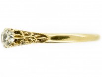 Victorian 18ct Gold Five Stone Diamond Carved Half Hoop Ring