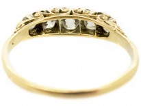 Victorian 18ct Gold Five Stone Diamond Carved Half Hoop Ring