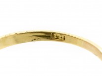 Victorian 18ct Gold Five Stone Diamond Carved Half Hoop Ring