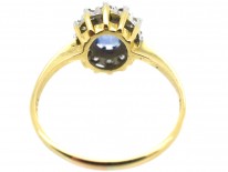 18ct Gold Ceylon Sapphire & Diamond Oval Cluster Ring