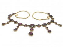 Edwardian Flat Cut Almandine Garnet Necklace in Original Case