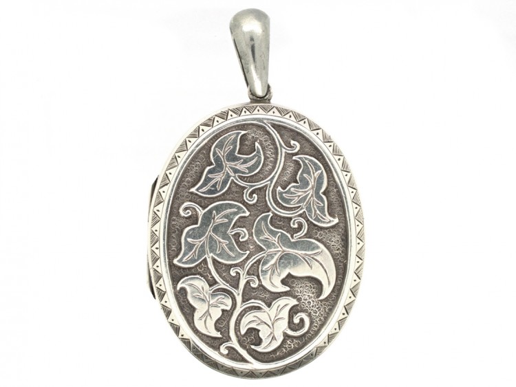 Victorian Silver & Gold Overlay Oval Locket with Flowers Motif