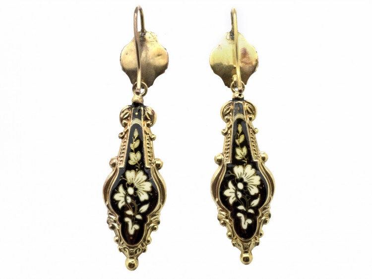 15ct Gold Swiss Enamel Drop Earrings circa 1820
