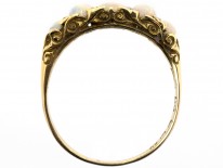 Edwardian Five Stone Opal Carved Half Hoop Ring