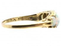 Edwardian Five Stone Opal Carved Half Hoop Ring