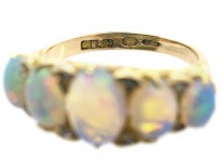 Victorian Five Stone Opal Carved Half Hoop Ring