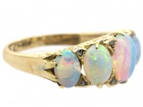 Victorian Five Stone Opal Carved Half Hoop Ring