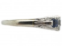 Victorian Sapphire & Diamond Carved Half Hoop Ring