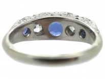 Victorian Sapphire & Diamond Carved Half Hoop Ring