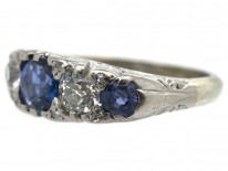Victorian Sapphire & Diamond Carved Half Hoop Ring