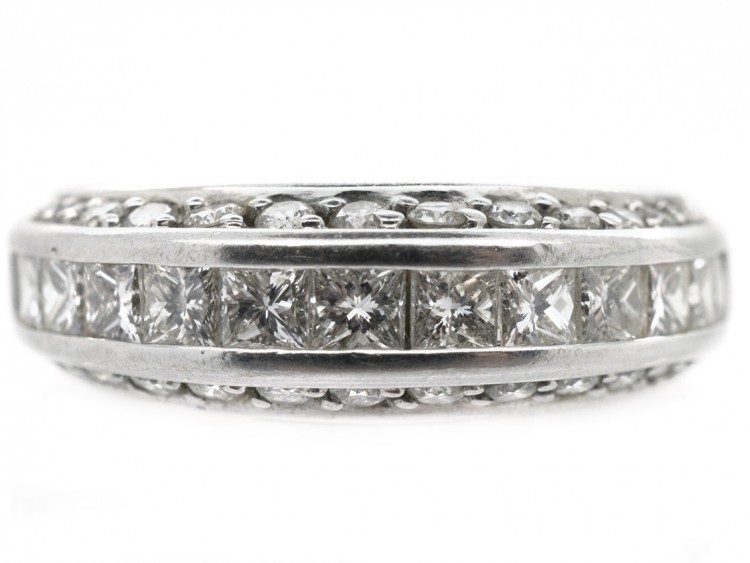 18ct White Gold Diamond Three Row Ring