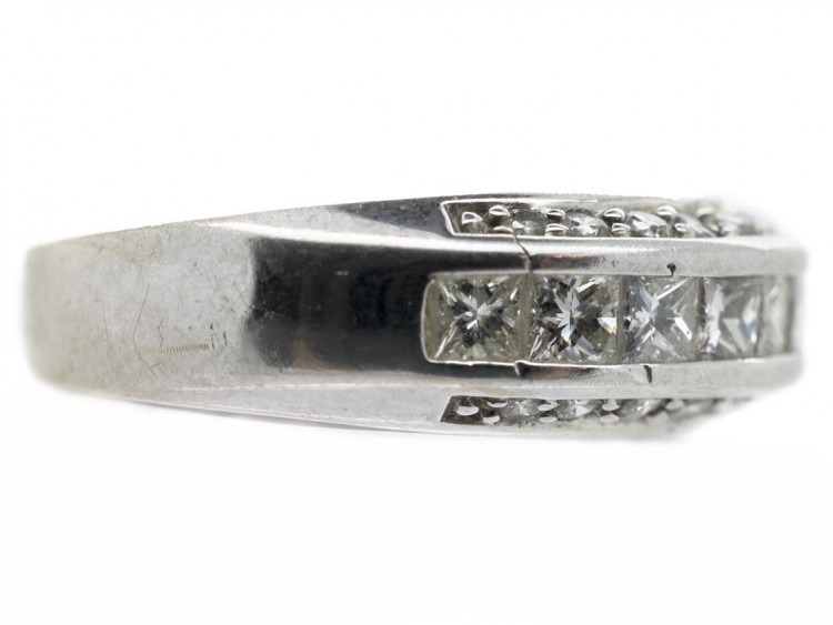 18ct White Gold Diamond Three Row Ring