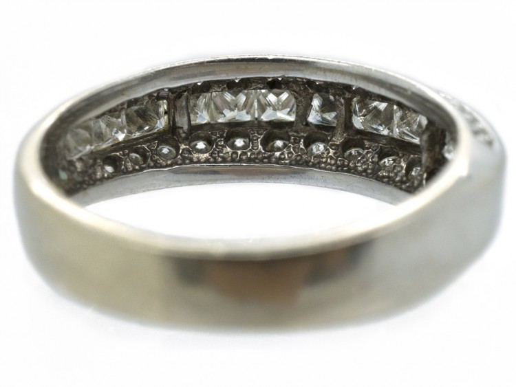 18ct White Gold Diamond Three Row Ring