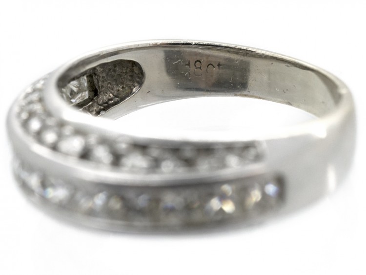 18ct White Gold Diamond Three Row Ring