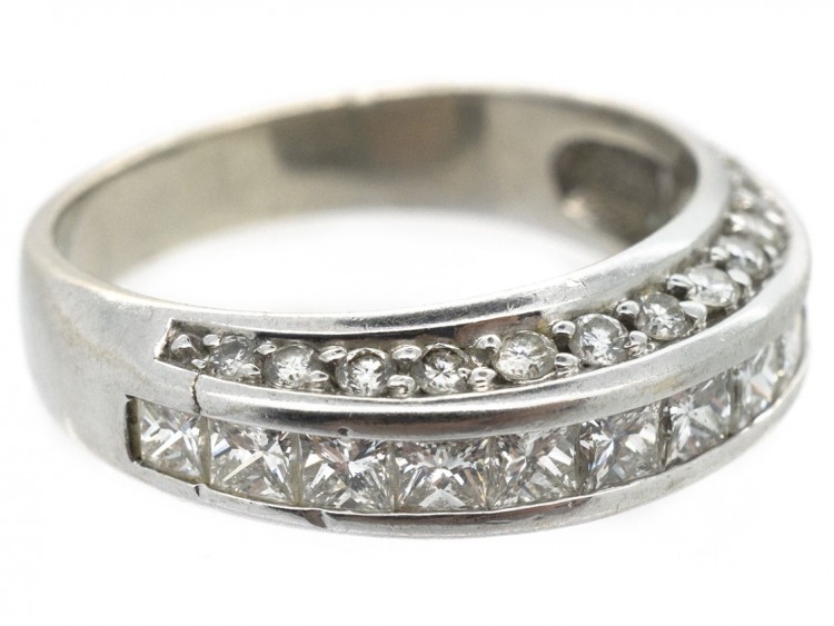 18ct White Gold Diamond Three Row Ring