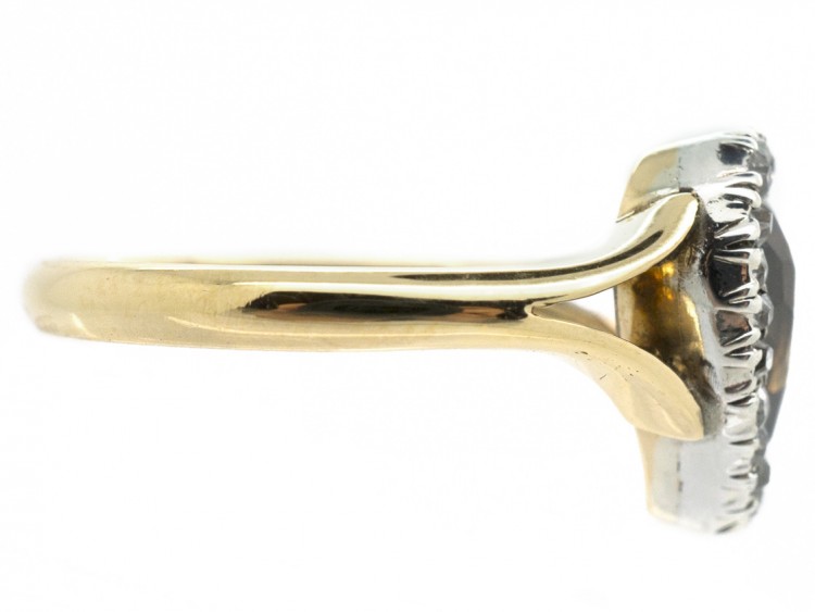 Edwardian 18ct Gold & Brown Zircon Heart Shaped Ring