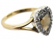Edwardian 18ct Gold & Brown Zircon Heart Shaped Ring