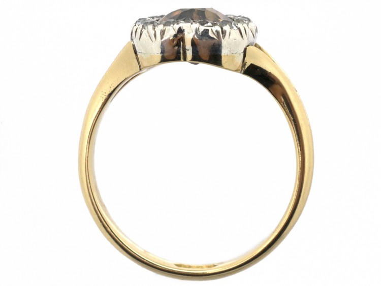 Edwardian 18ct Gold & Brown Zircon Heart Shaped Ring