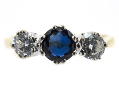 Three Stone Sapphire & Diamond Ring