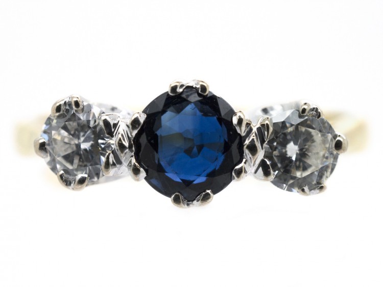 Three Stone Sapphire & Diamond Ring