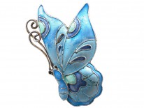 Silver & Blue Enamel Butterfly Brooch