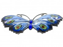 English Silver, Blue & Green Enamel Butterfly Brooch