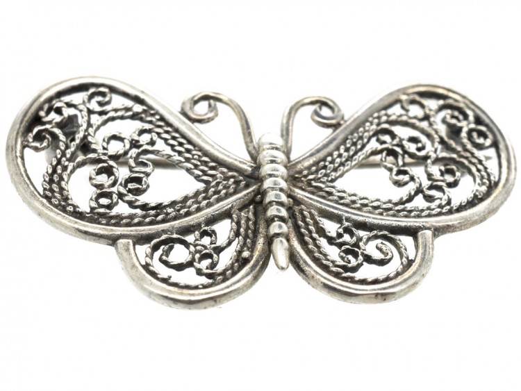 Siver Filigree Butterfly Brooch
