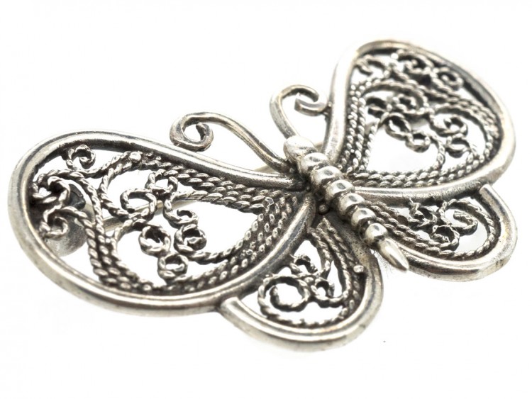 Siver Filigree Butterfly Brooch
