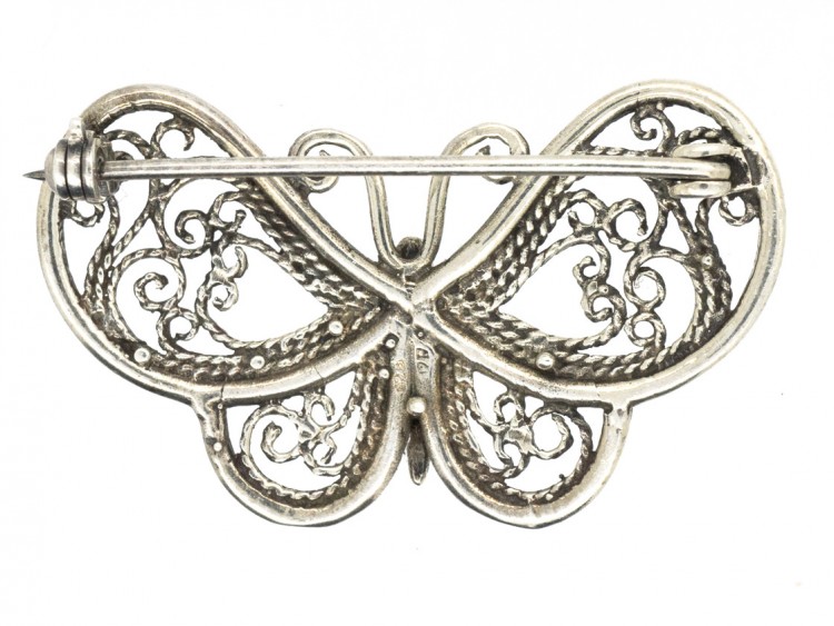 Siver Filigree Butterfly Brooch