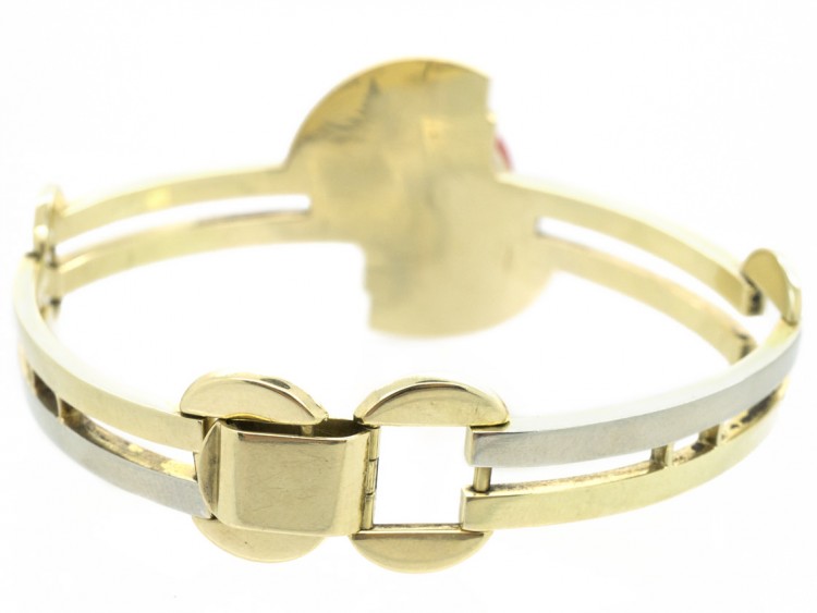 Art Deco Two Colour 14ct Gold & Coral Bracelet