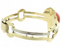 Art Deco Two Colour 14ct Gold & Coral Bracelet