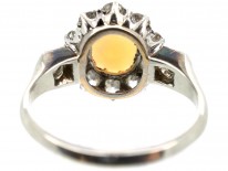Edwardian 18ct Gold Opal & Diamond Cluster Ring with Diamond Shoulders