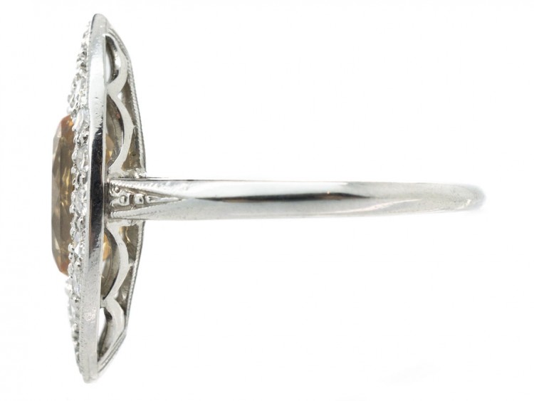 Edwardian Topaz & Diamond Marquise Ring