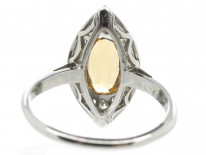 Edwardian Topaz & Diamond Marquise Ring