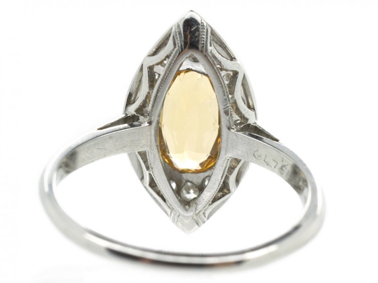 Edwardian Topaz & Diamond Marquise Ring