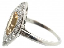Edwardian Topaz & Diamond Marquise Ring