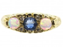 18ct Gold Opal Sapphire & Diamond Ring