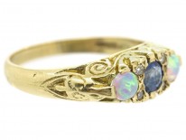 18ct Gold Opal Sapphire & Diamond Ring
