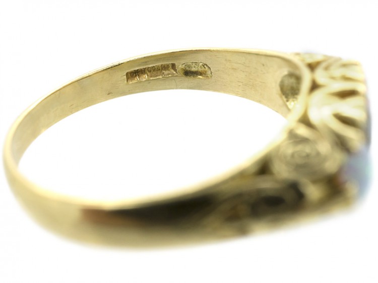 18ct Gold Opal Sapphire & Diamond Ring