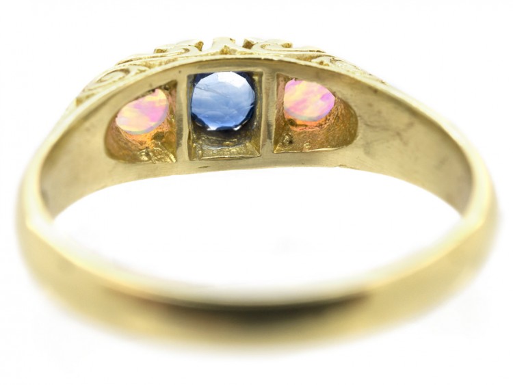 18ct Gold Opal Sapphire & Diamond Ring