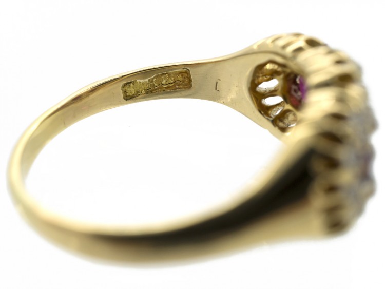 Victorian Ruby & Diamond Triple Cluster Ring