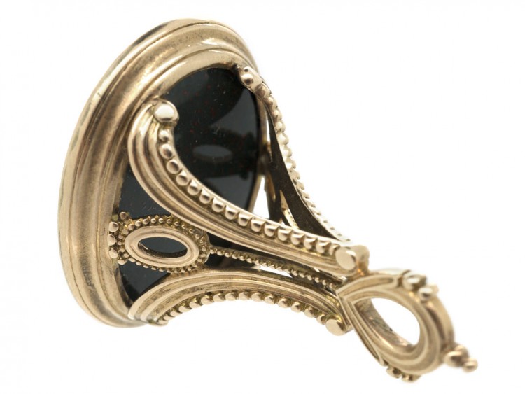 Georgian Gold Cased Bloodstone Intaglio with Crest Seal