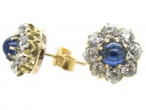 Cabochon Sapphire & Diamond Cluster Earrings