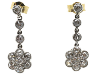 Edwardian Diamond Cluster Drop Earrings